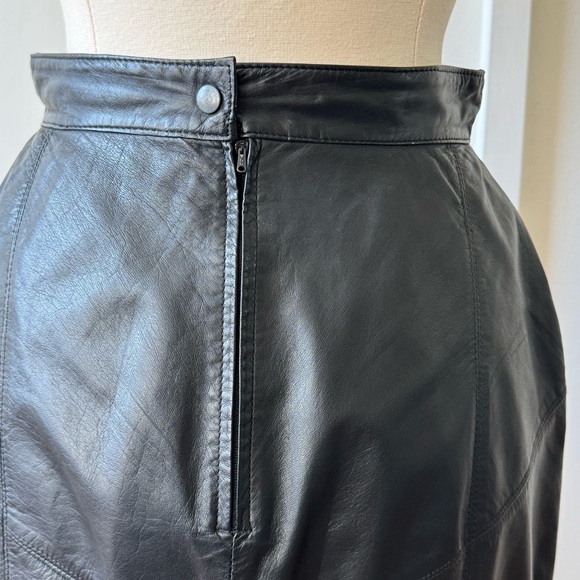 Vintage Toffs 100% Genuine Leather Black High-Waist Pencil Skirt - Size‎ 8 - Picture 8 of 14